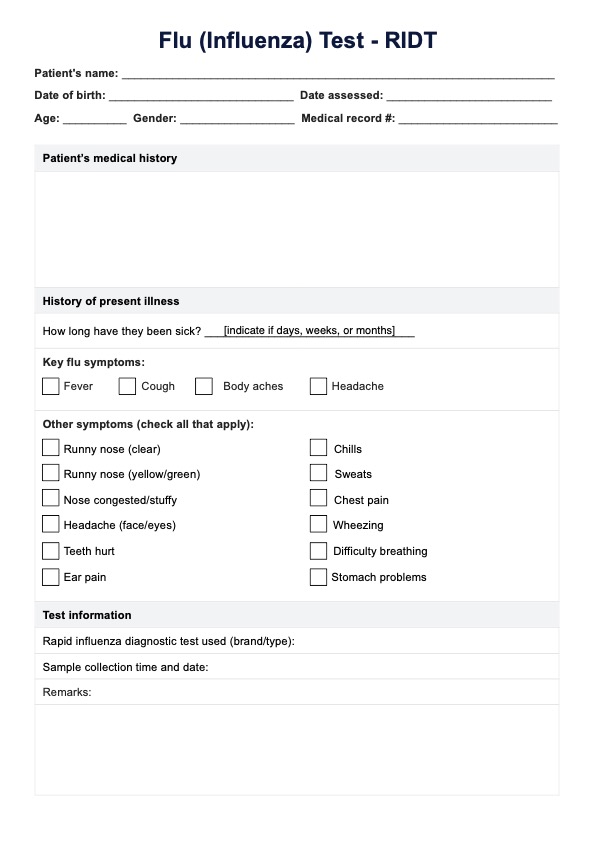 Influensa (influensa) Test - RITD PDF Example