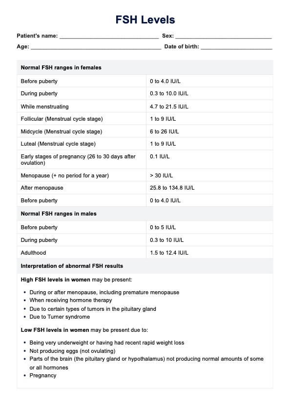 FSH 水平 PDF Example