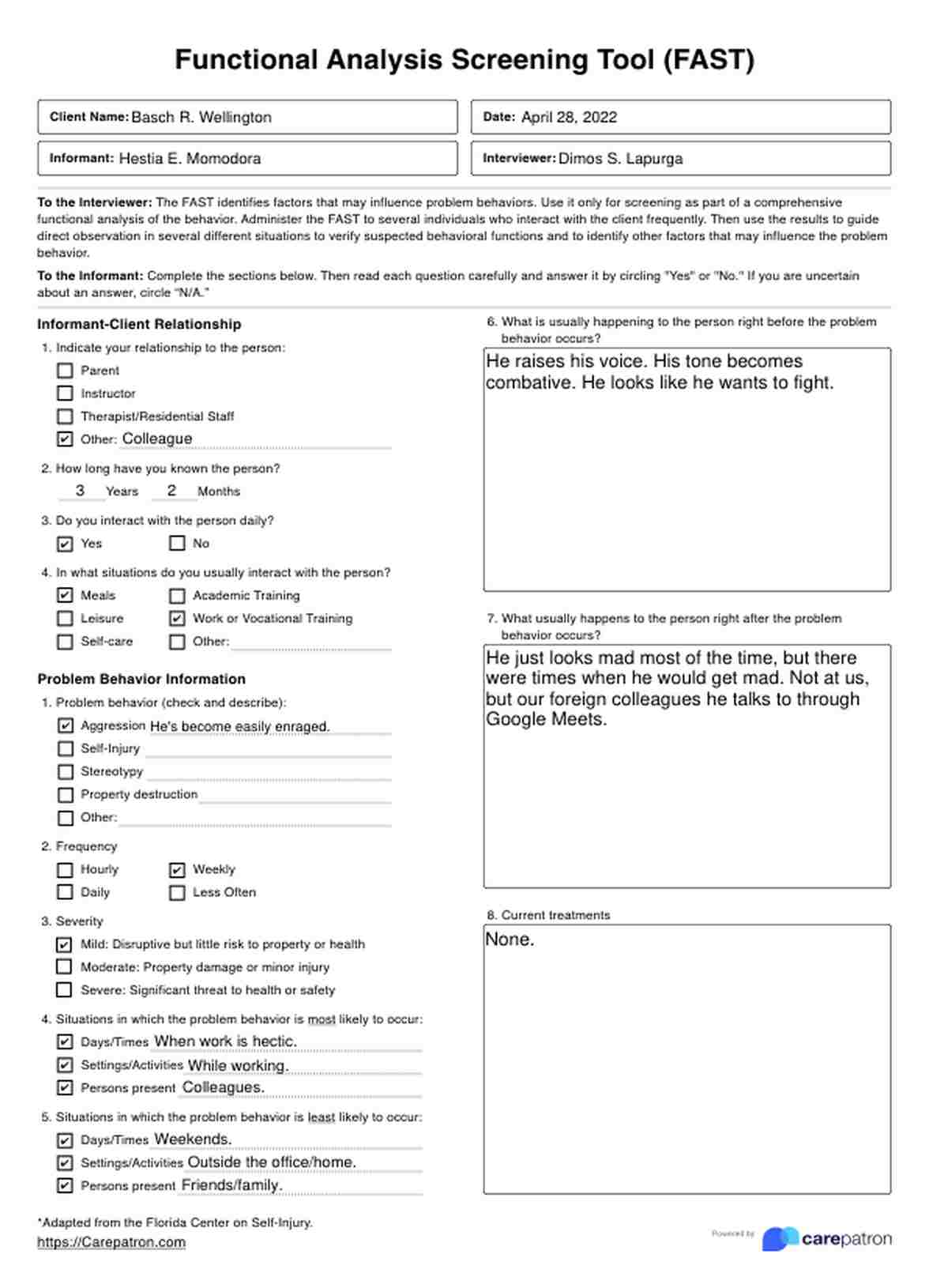 Herramienta de Estadificación de Evaluación Funcional (FAST) PDF Example
