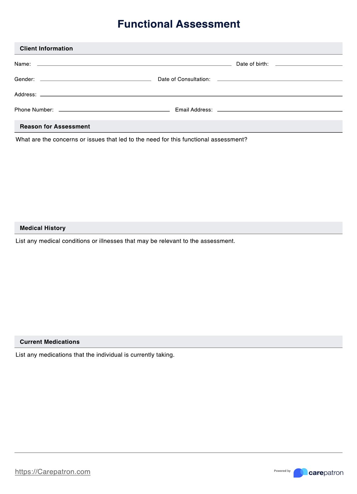 Functional Assessment PDF Example