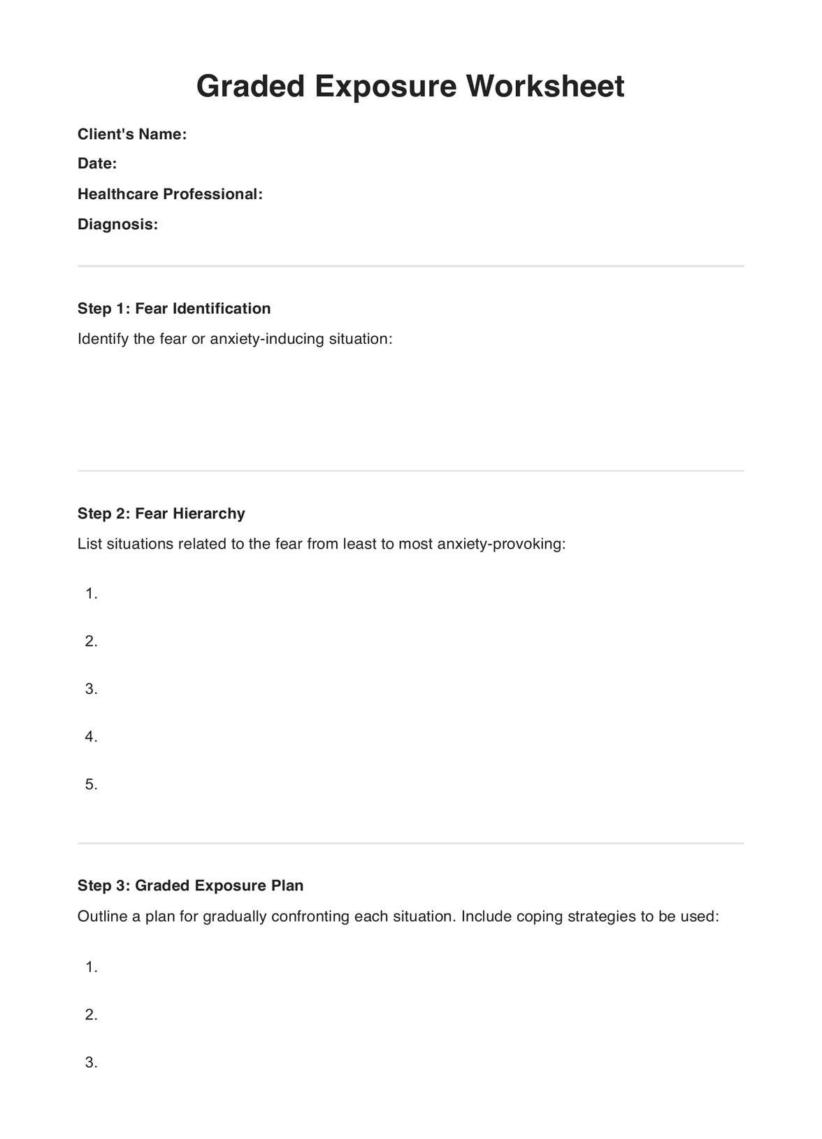 Graded Exposure Worksheet PDF Example