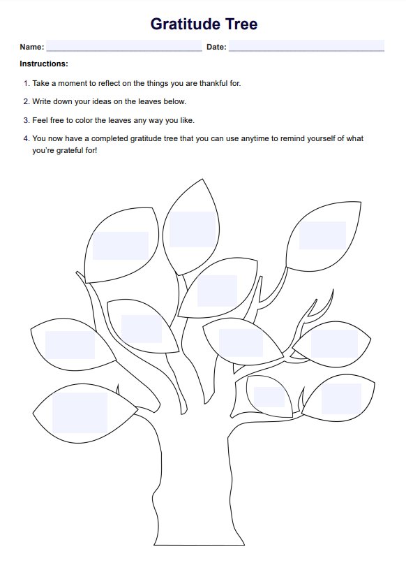 Gratitude Tree Template PDF Example