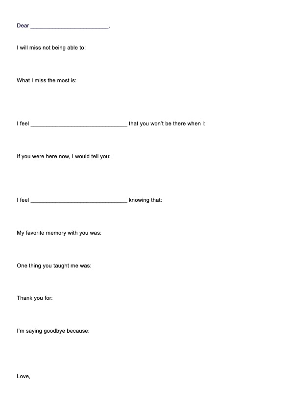 Grief Letter Template PDF Example