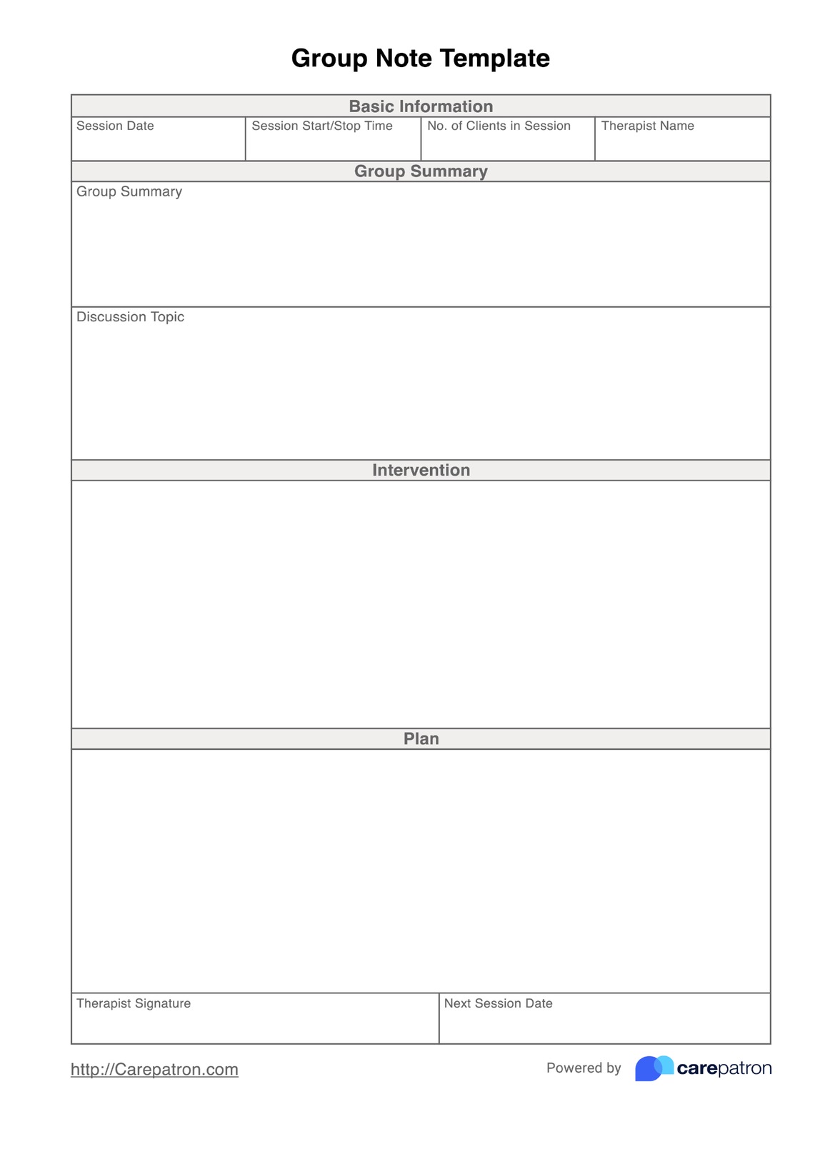 Group Notes Template PDF Example