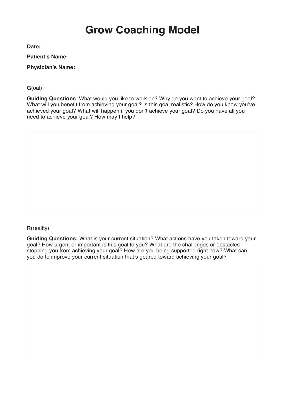Grow Coaching Model PDF Example