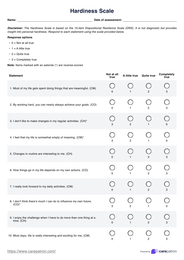 Hardiness Scale PDF Example