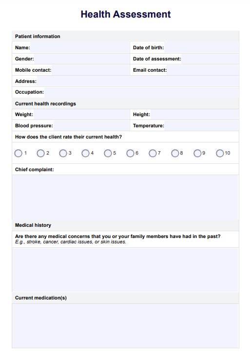 Health Assessment PDF Example