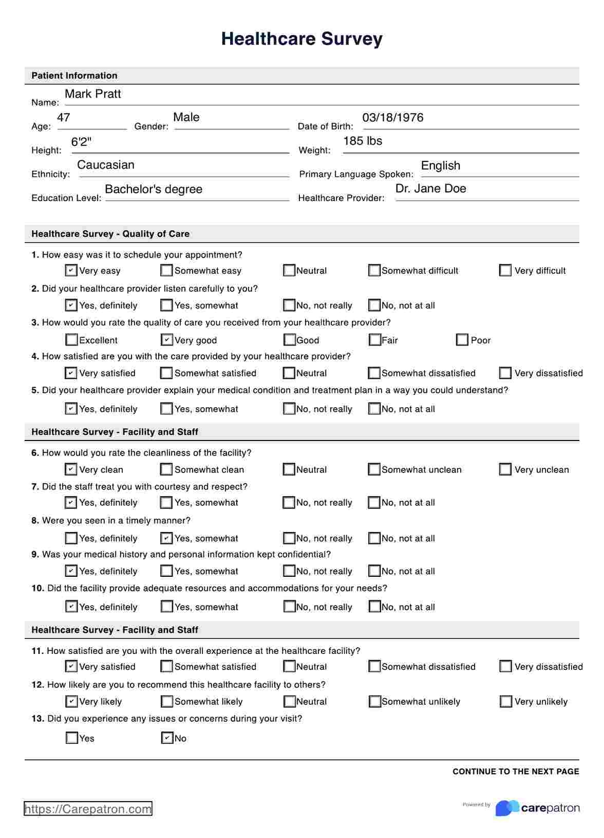 Healthcare Survey PDF Example