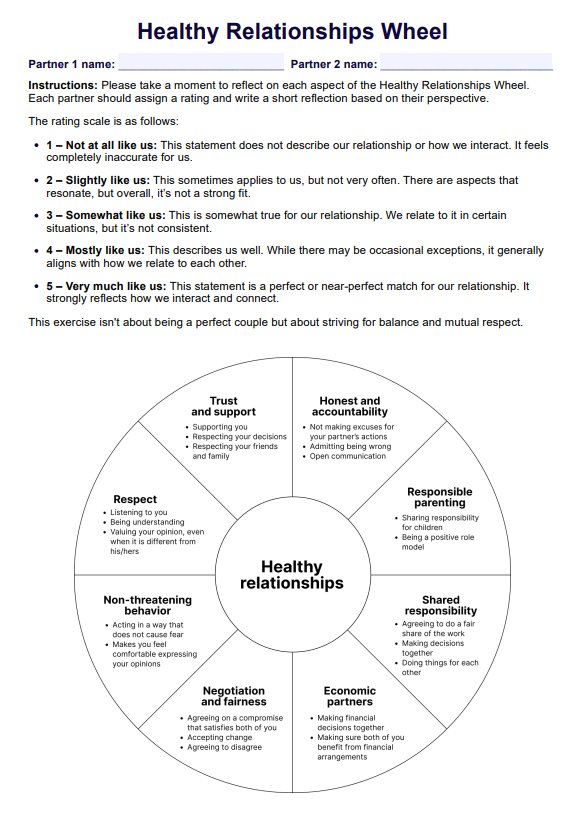 Rueda de relaciones saludables PDF Example