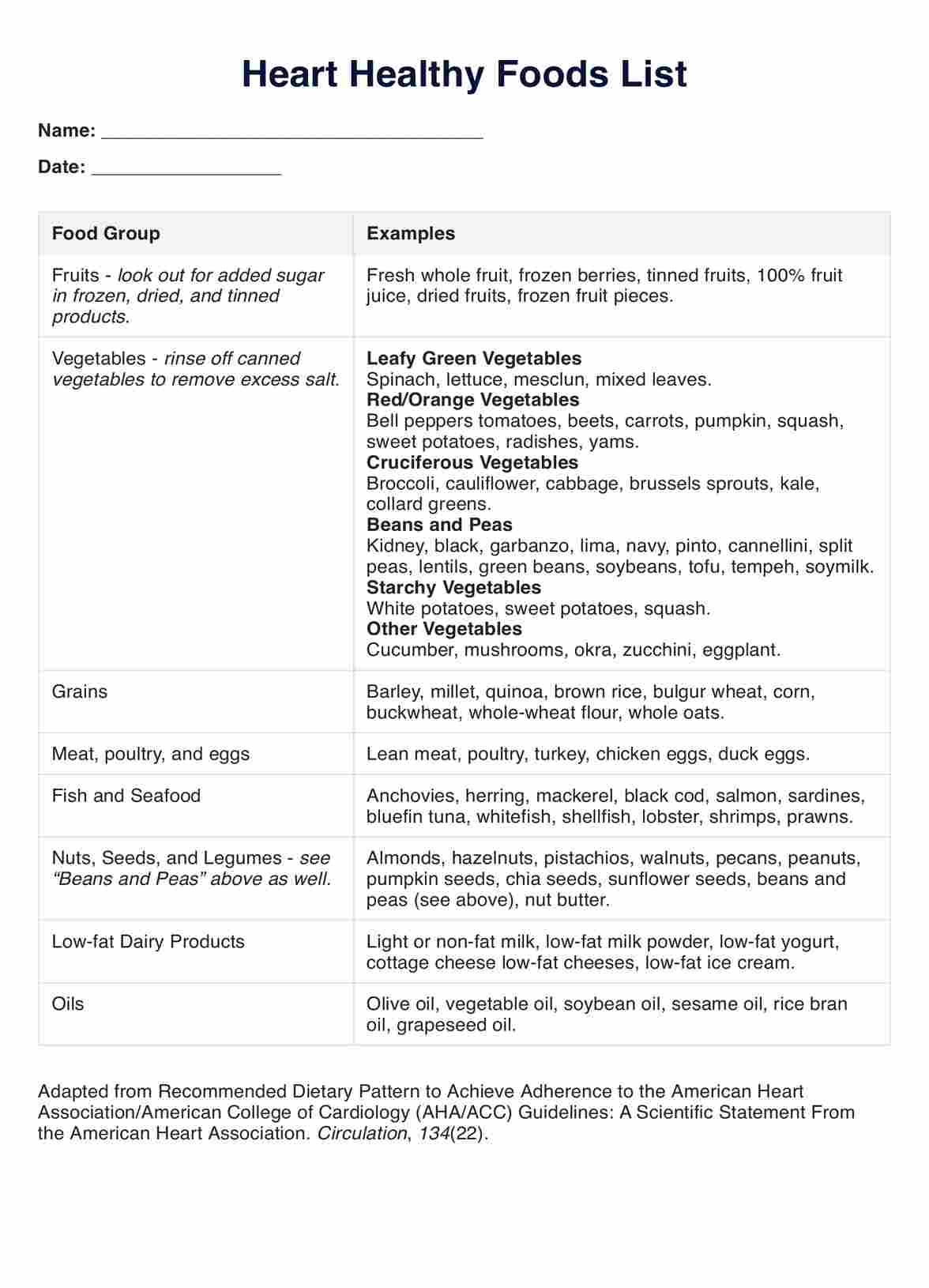  Heart Healthy Foods PDF Example