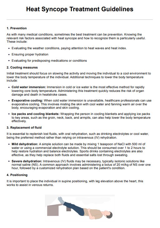 Heat Syncope Treatment Guidelines Handout PDF Example