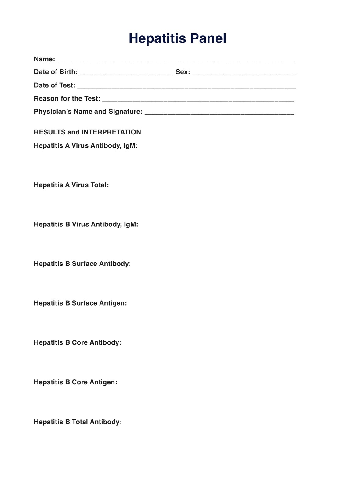 Hepatitis Panel PDF Example