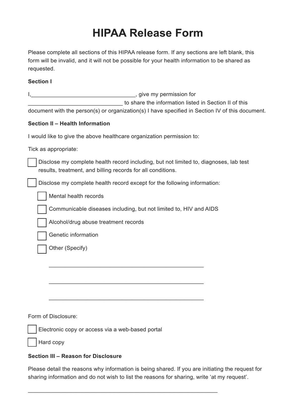 HIPAA Release Form California PDF Example