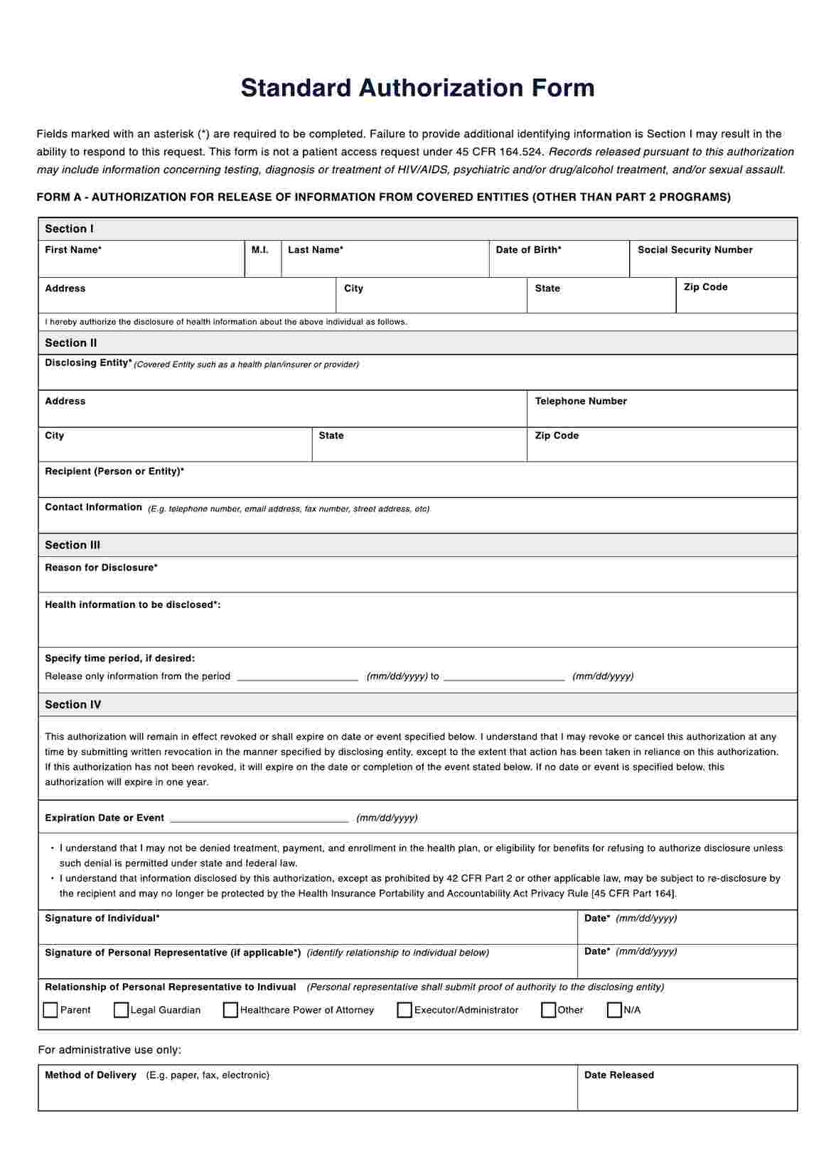 HIPAA Release Form Ohio PDF Example