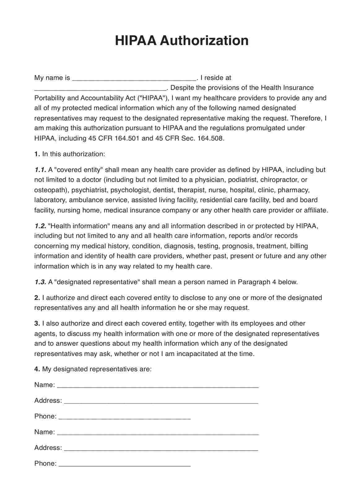 HIPAA Release Form Texas PDF Example