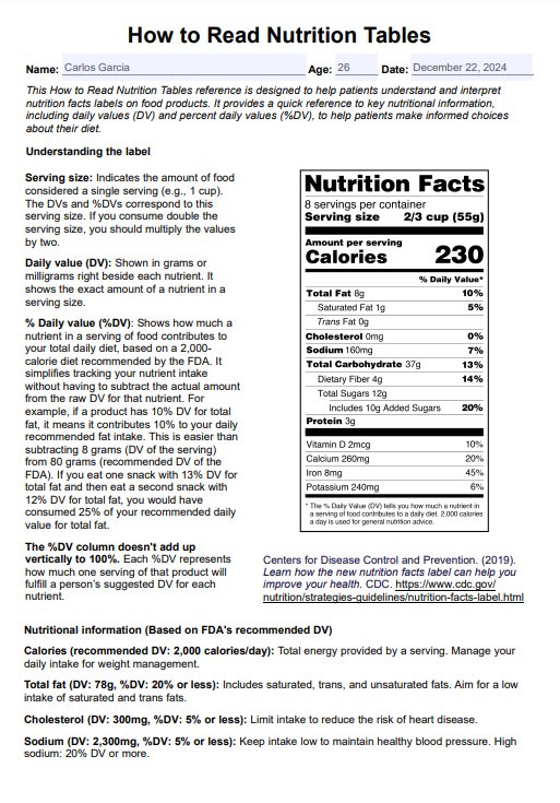 How to Read Nutrition Labels PDF PDF Example