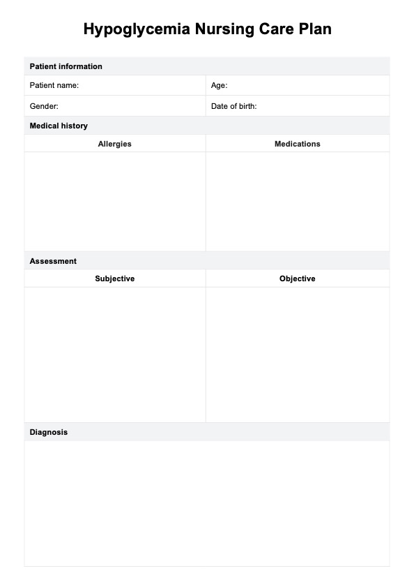 Hypoglycemia Nursing Care Plan PDF Example