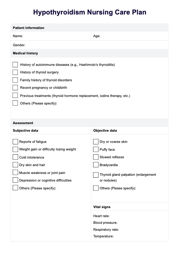 Hypothyroidism Nursing Care Plan PDF Example