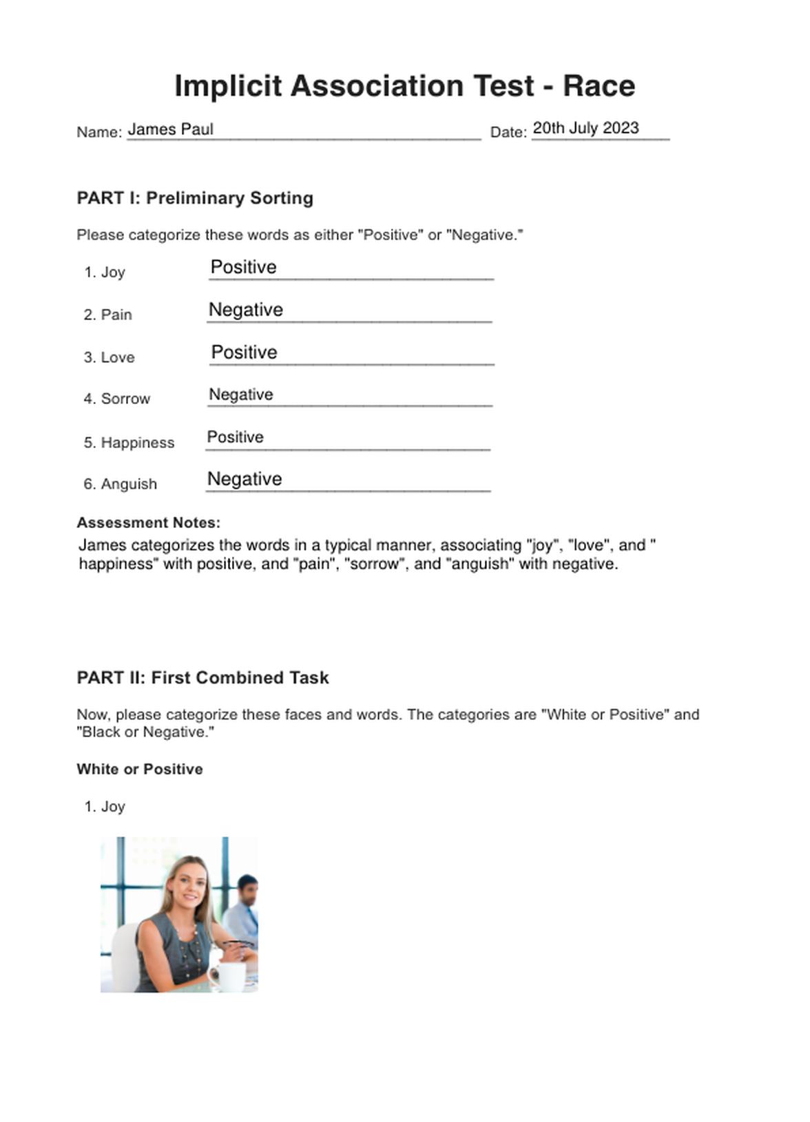Implicit Association Tests PDF Example