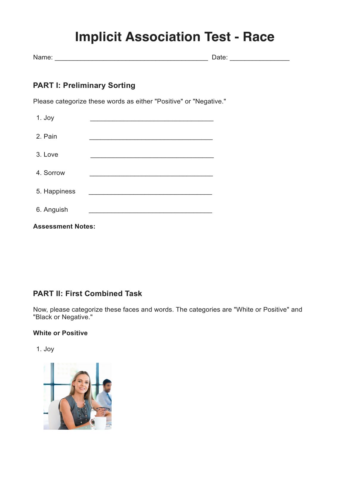 Implicit Association Tests PDF Example