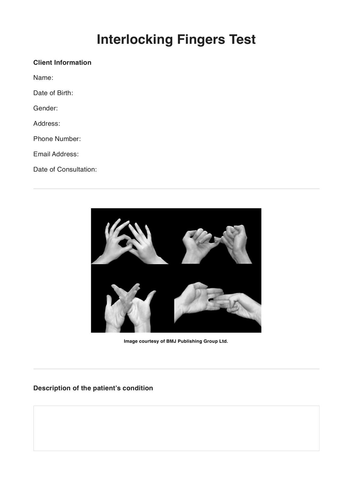 Interlocking Finger Test PDF Example