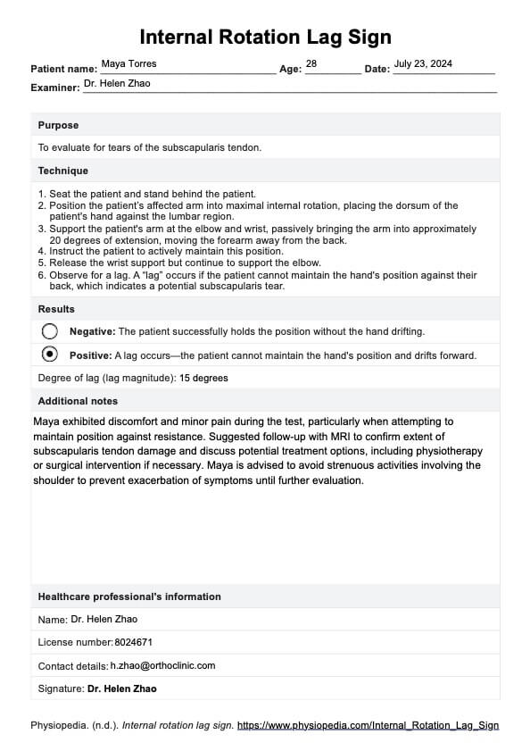 Internal Rotation Lag Sign  PDF Example