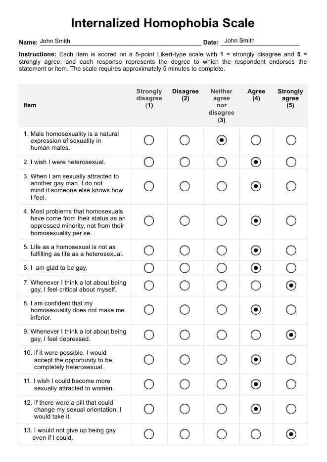 Internalized Homophobia Scale PDF Example