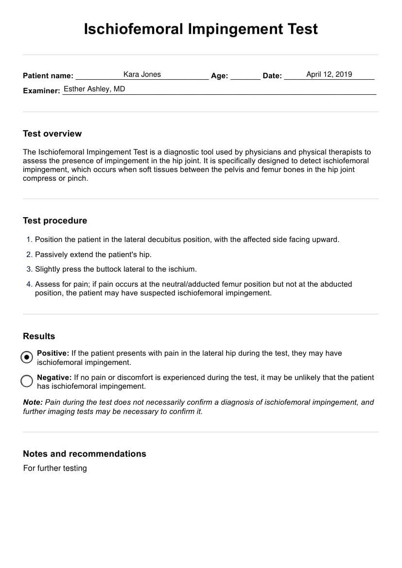 Ischiofemoral Impingement Test PDF Example