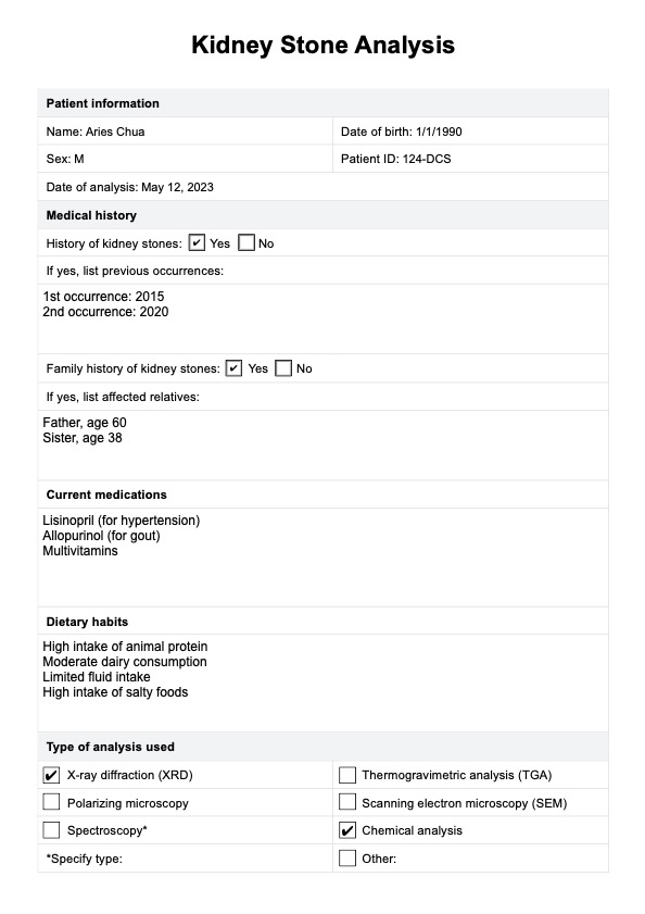 Kidney Stone Analysis PDF Example