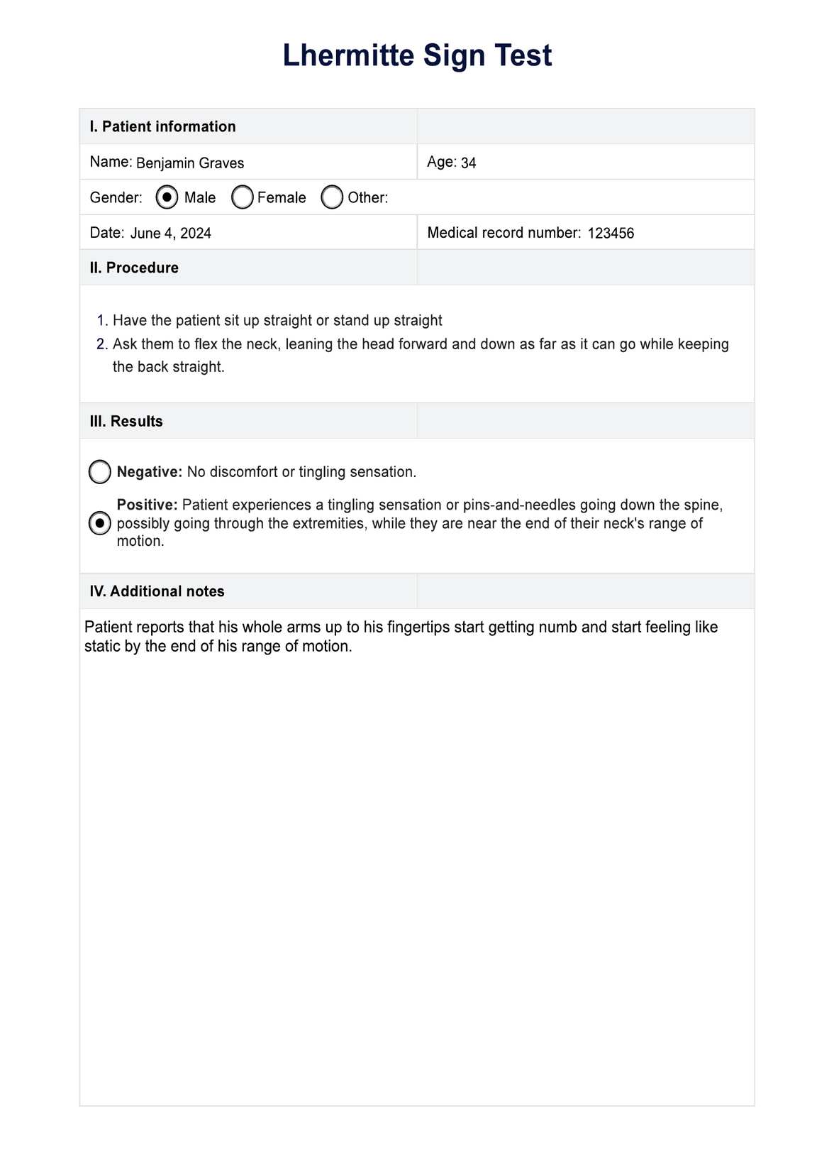 Prueba de signos de lhermitte PDF Example