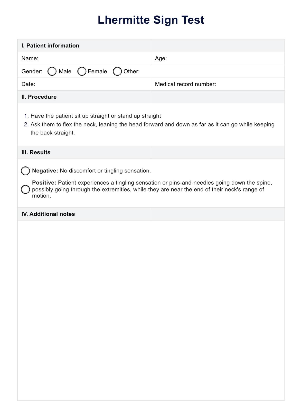 Lhermitte Sign Test PDF Example