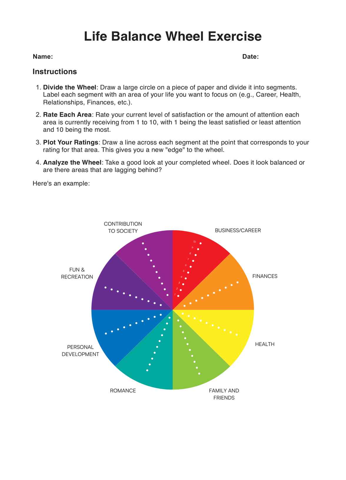 Life Balance Wheels PDF Example