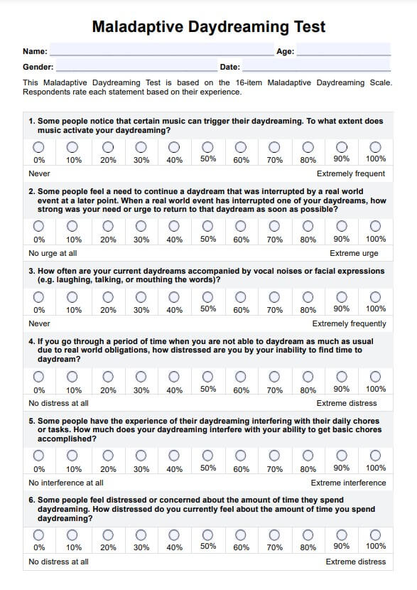 Prueba de ensoñación desadaptativa PDF Example