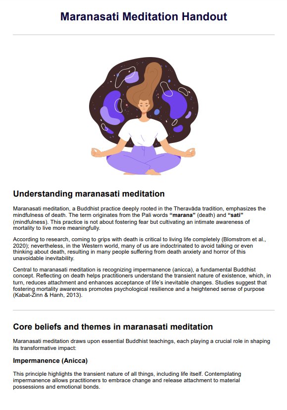 Maranasati Meditation Handout PDF Example