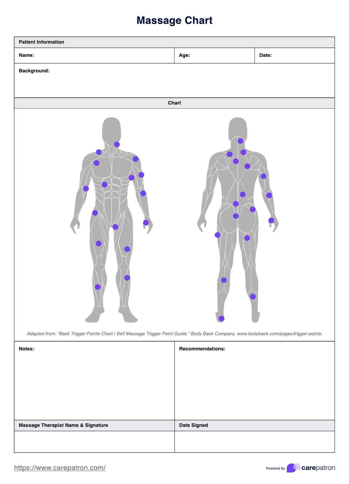 Massage Chart PDF Example