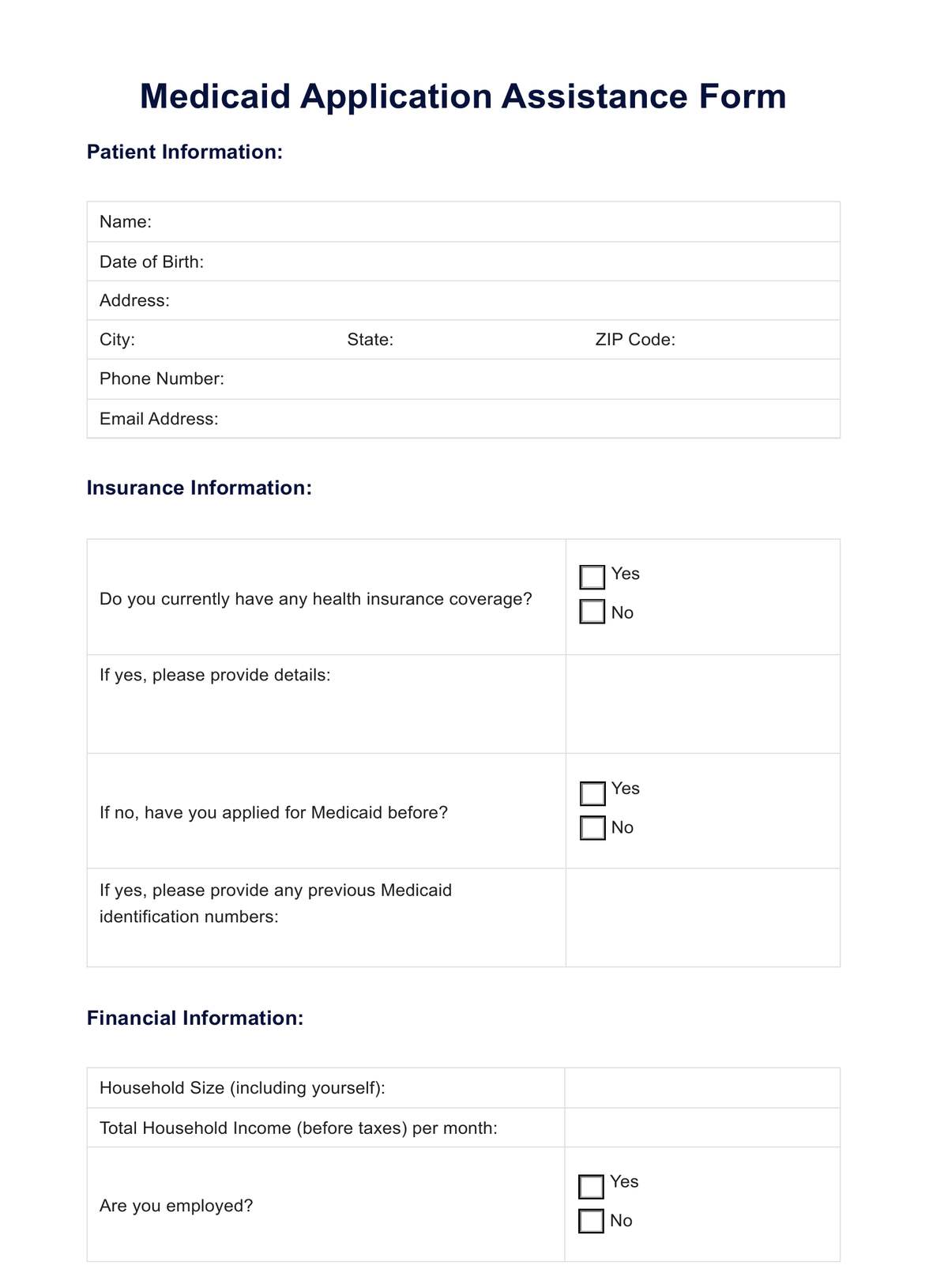 Medicaid Renewal Form PDF Example