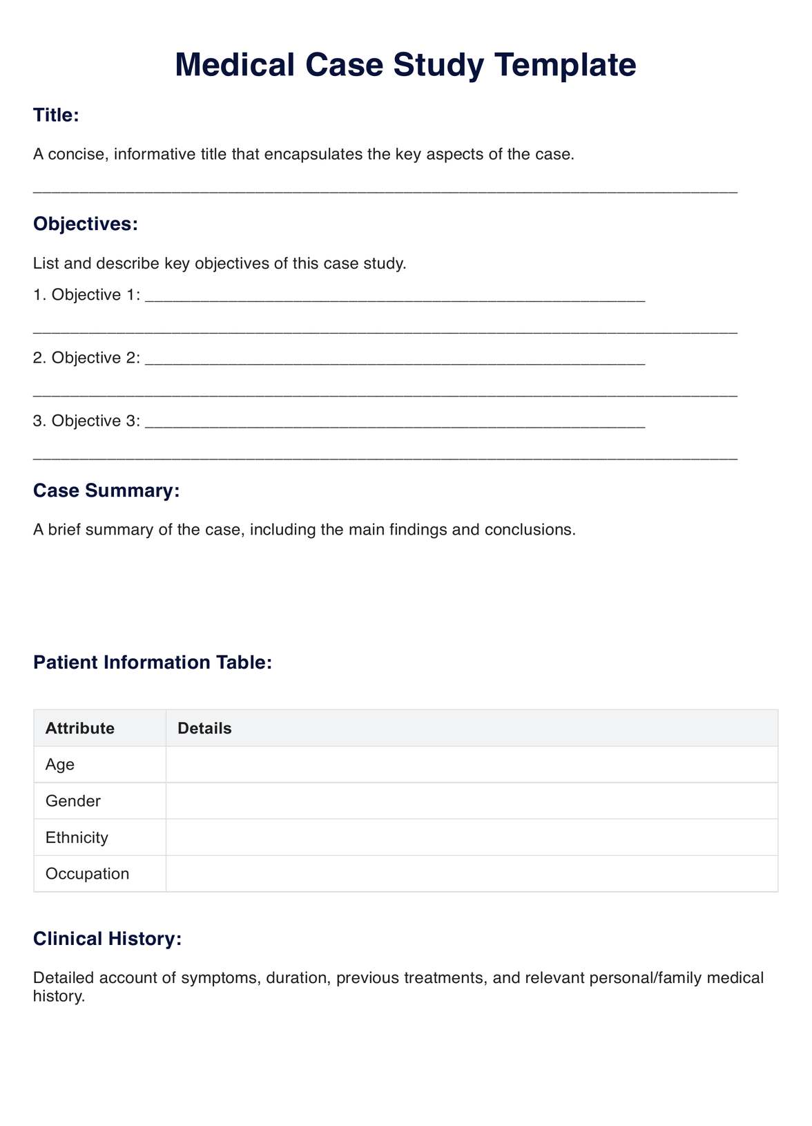 Medical Case Study Template PDF Example