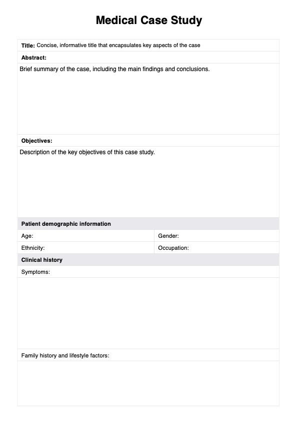 Medical Case Study Template PDF Example