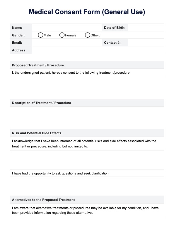 Medical Consent Form PDF Example