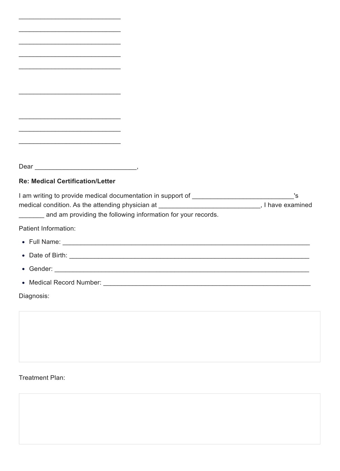 Medical Letter Template PDF Example