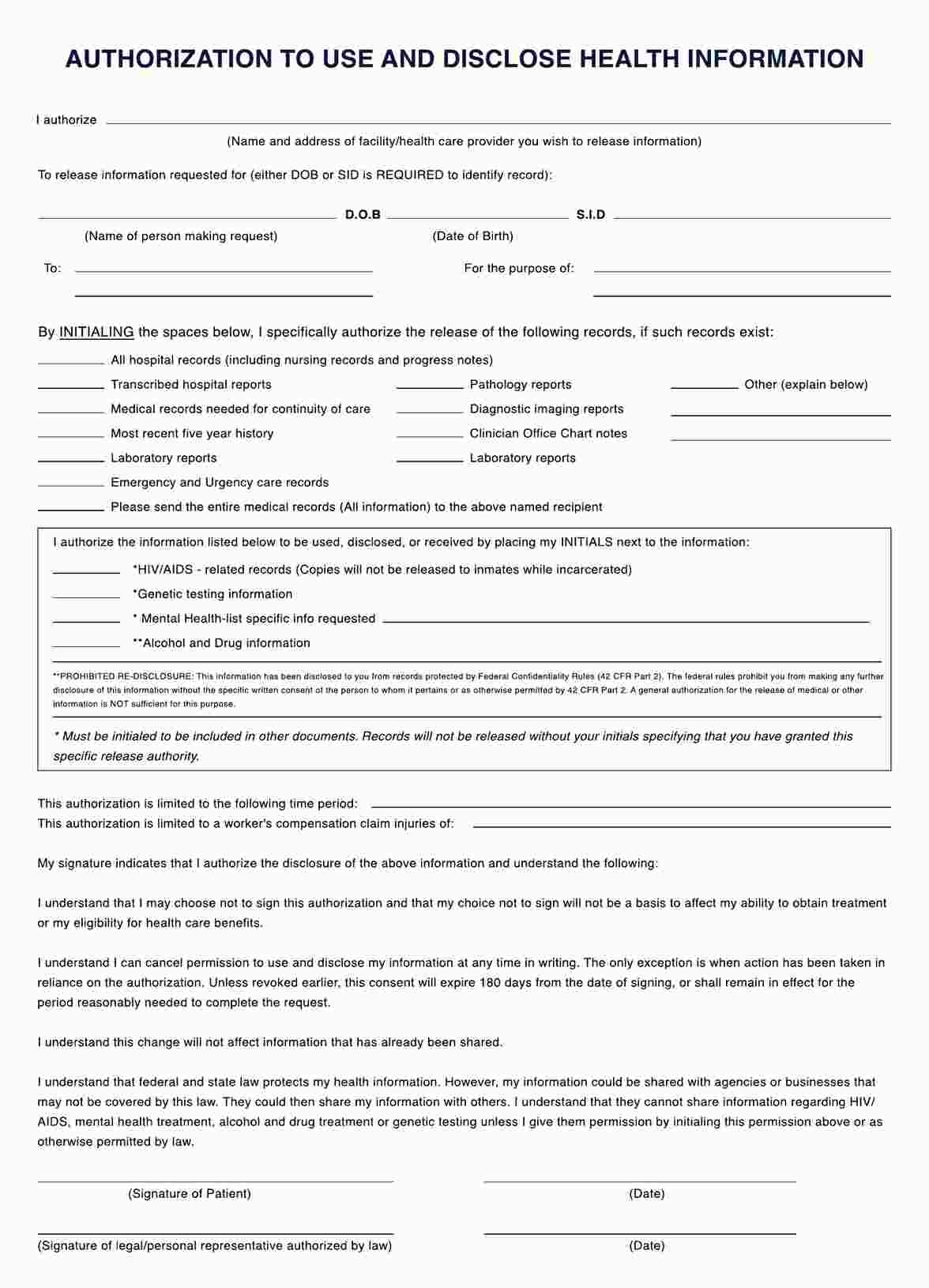 Medical Record Release Forms PDF Example