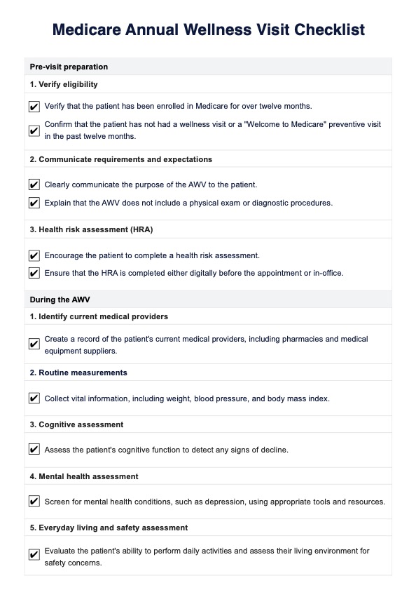 Medicare Annual Wellness Visit PDF Example