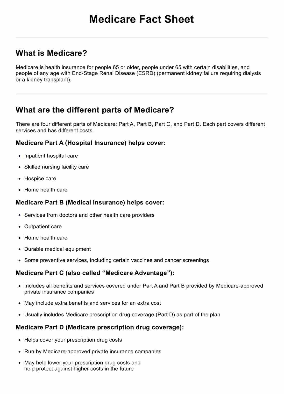 Medicare Fact Sheet PDF Example