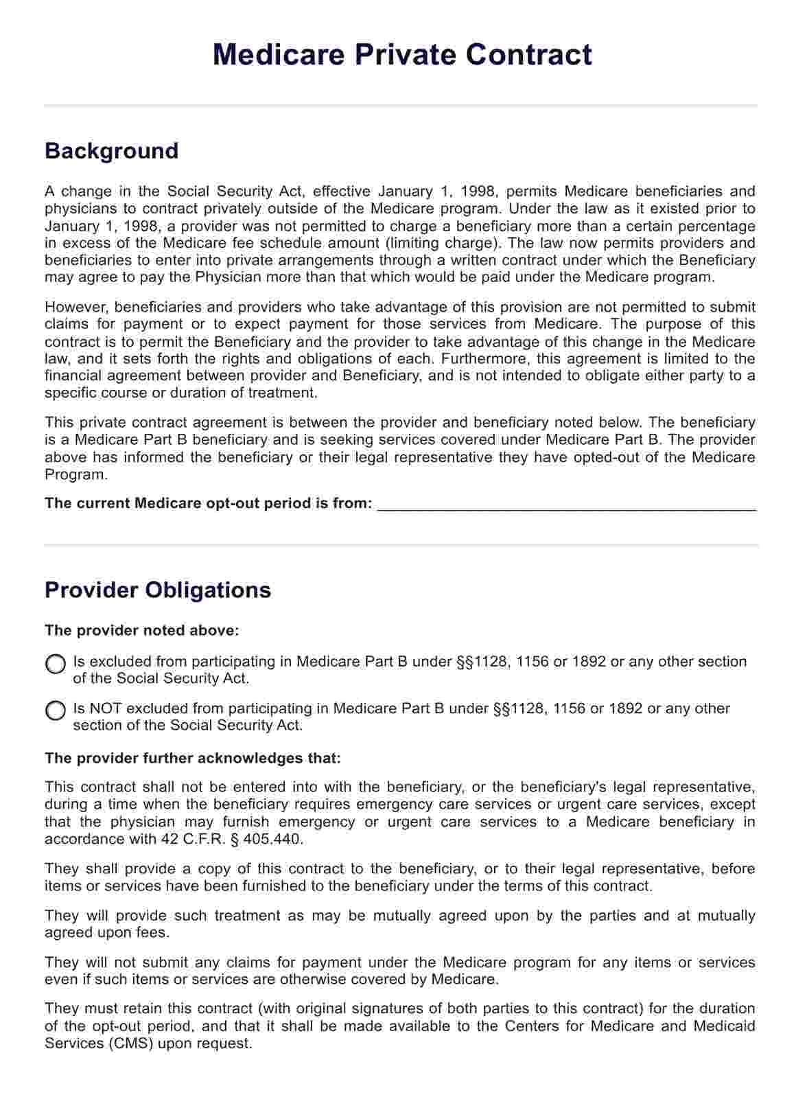 Medicare Private Contract PDF Example