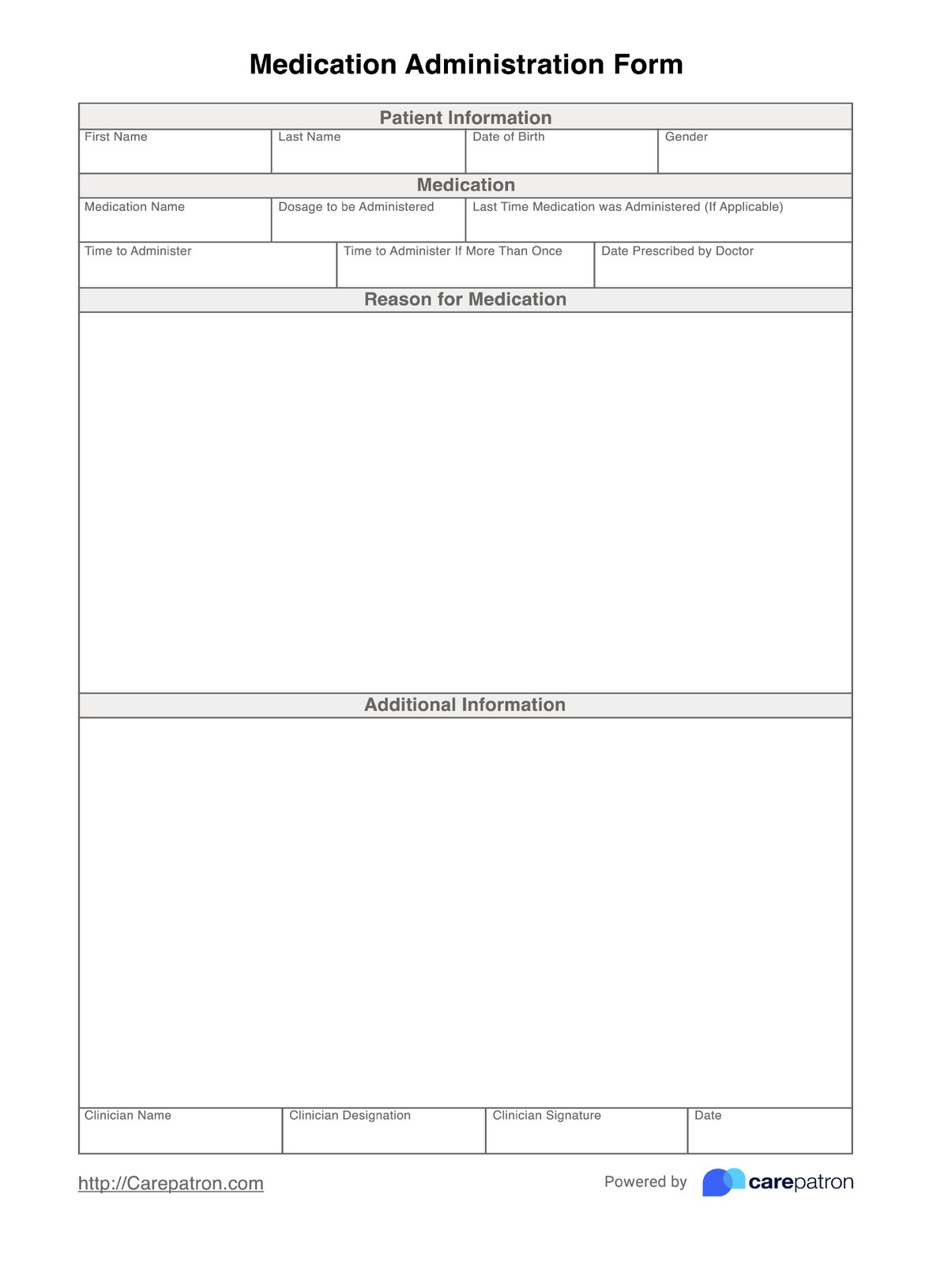 Medication Administration Form PDF Example