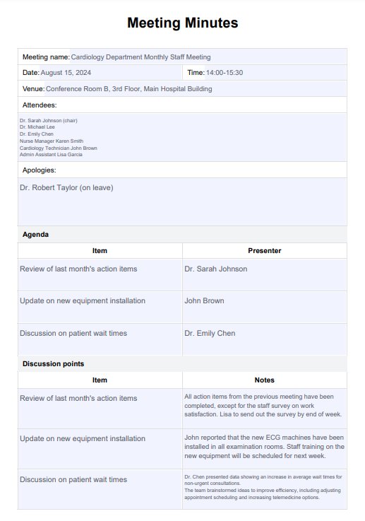 Kokouspöytäkirja PDF Example