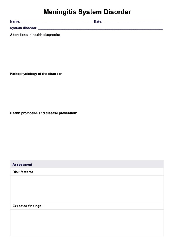 Meningitis System Disorder PDF Example