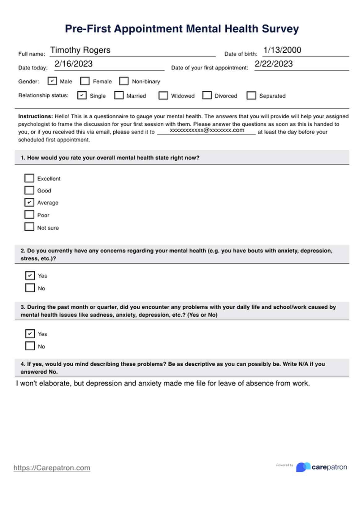 Mental Health Survey PDF Example