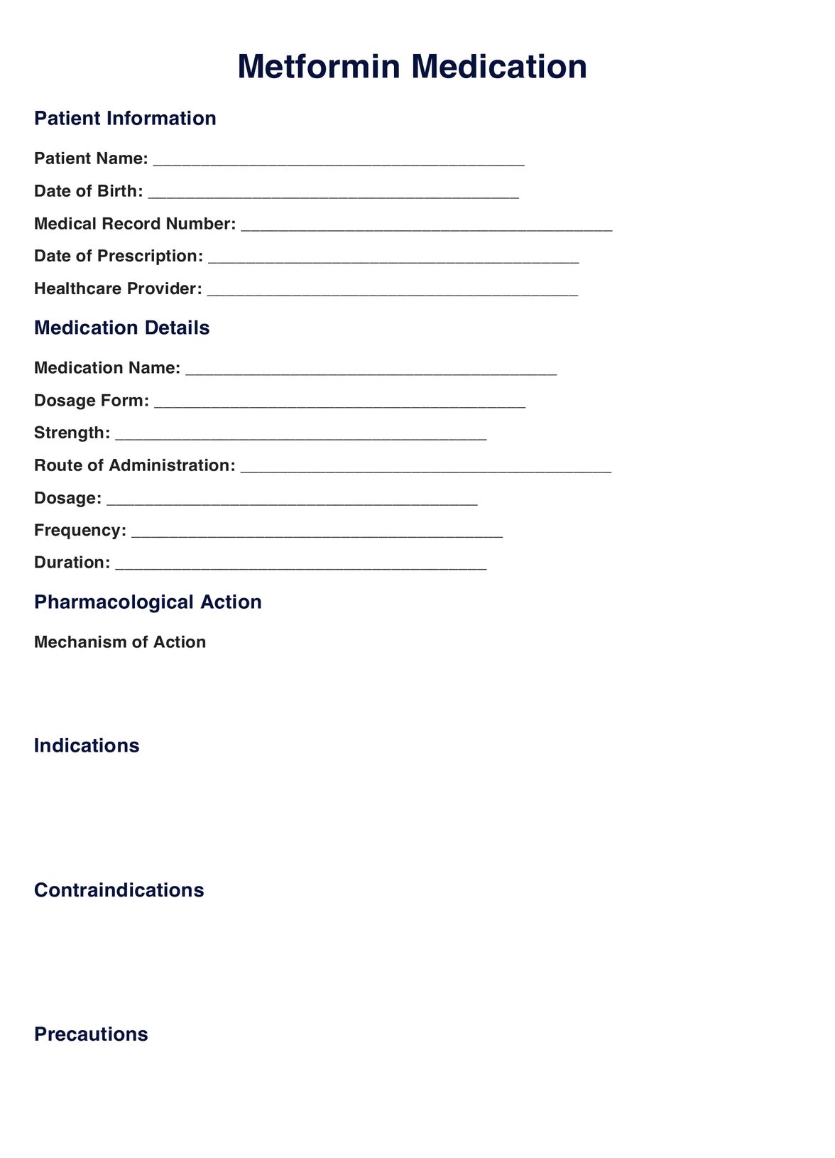 Metformin Medication Template PDF Example