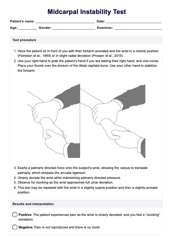 Midcarpal Instability Test PDF Example